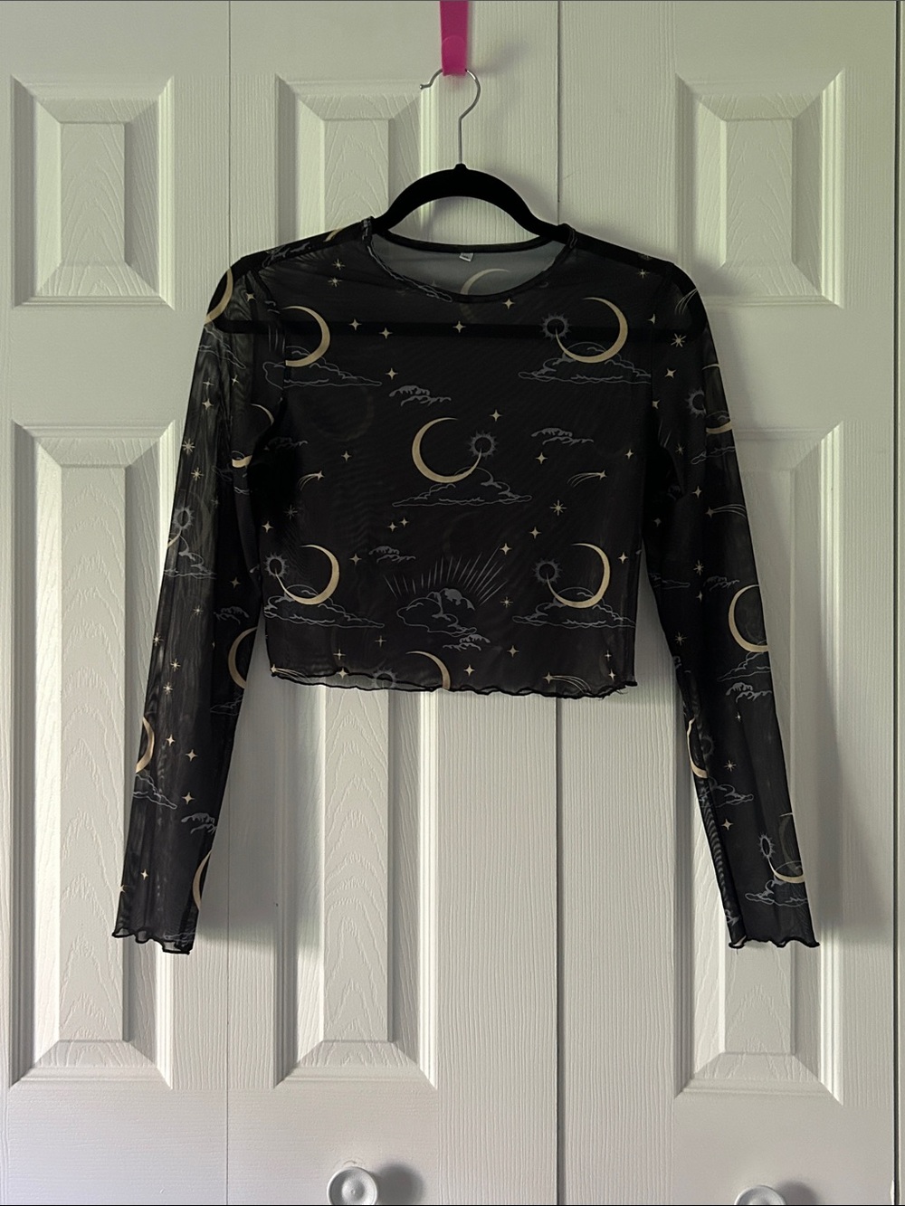 Moon and Stars Mesh Crop Top